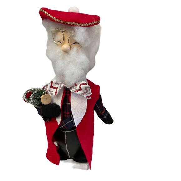 Santa Clause With Red Jacket Faux Glasses Carrying a Tree Wood Body Shoes On Pla - Picture 9 of 13